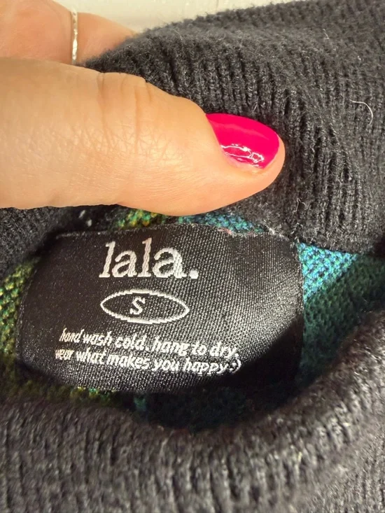 Dress in Lala Celestial Knit Pants Sun Hearts Colorful Black Wide Leg Small - Picture 4 of 10